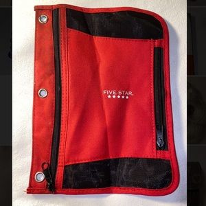 Red five star pencil pouch